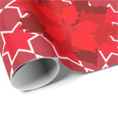 Poinsettia Star-patroon rode kerstfoto Cadeaupapier (Rol Hoek)