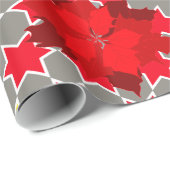 Poinsettia Star-patroon rode kerstfoto Cadeaupapier (Rol Hoek)
