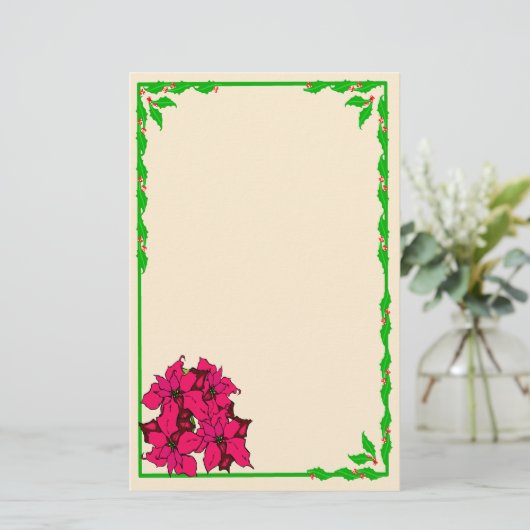 Poinsettia Stationery Briefpapier (Staand voorkant)