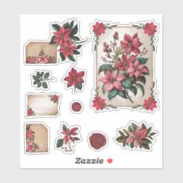  Poinsettia Stationery Ephemera Stickers