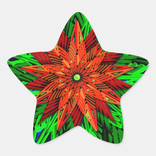 Poinsettia (stervorm Stickers) Ster Sticker (Voorkant)