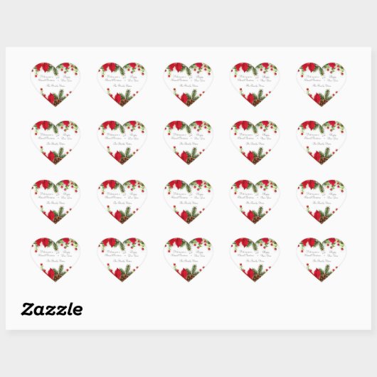  Poinsettia-Stickers Hart Sticker (Vel)