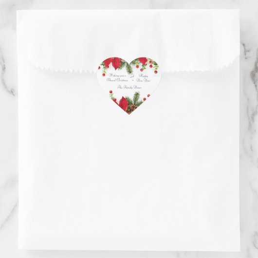  Poinsettia-Stickers Hart Sticker (Tas)