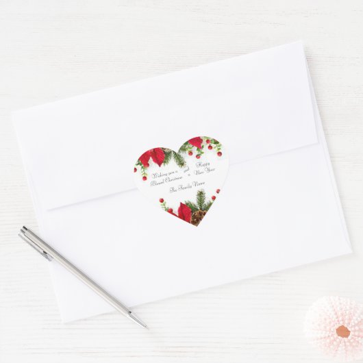  Poinsettia-Stickers Hart Sticker (Envelop)