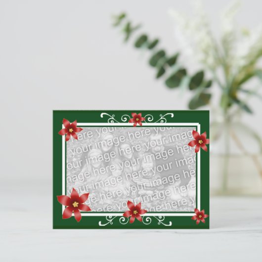 Poinsettia Swirl Lijst Briefkaart (Staand voorkant)