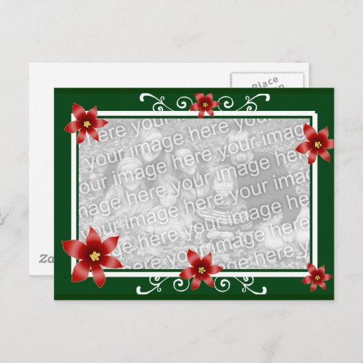 Poinsettia Swirl Lijst Briefkaart (Voorkant / Achterkant)