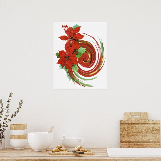Poinsettia Swirl Poster (Keuken)