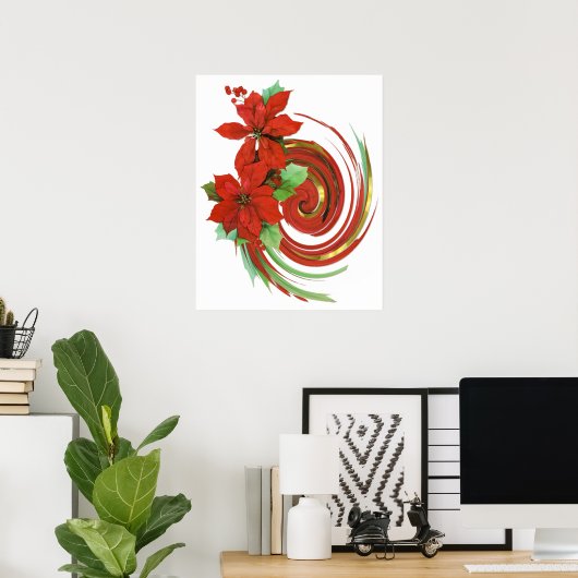 Poinsettia Swirl Poster (Thuiskantoor)