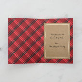 Poinsettia Tartan Kraft Rustige kerst Feestdagen Kaart (Binnen)