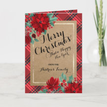 Poinsettia Tartan Kraft Rustige kerst