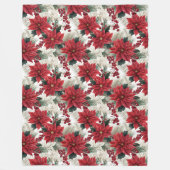 Poinsettia Throw Blanket Classic Yuletide Style Fleece Deken (Voorkant)