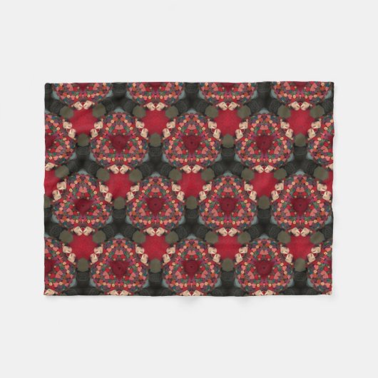 Poinsettia Trifecta  Abstract Design Fleece Deken (Voorkant (Horizontaal))