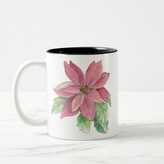 poinsettia tweekleurige koffiemok (Links)