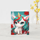 Poinsettia Unicorn Kaart (Gele Bloem)