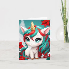 Poinsettia Unicorn Kaart