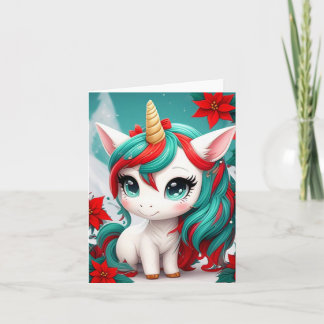 Poinsettia Unicorn Kaart