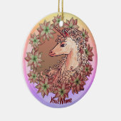 Poinsettia Unicorn Keramisch Ornament (Rechts)