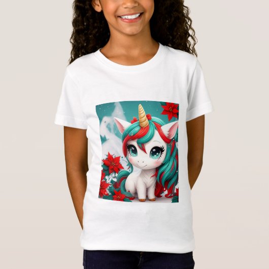 Poinsettia Unicorn T-shirt (Voorkant)