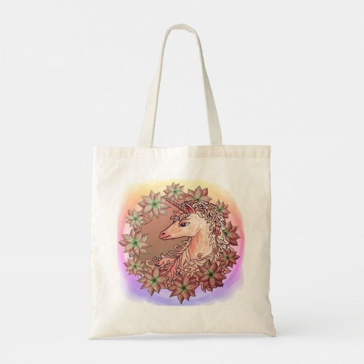 Poinsettia Unicorn Tote Bag (Achterkant)