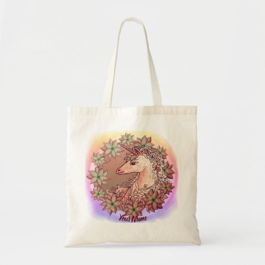 Poinsettia Unicorn Tote Bag (Voorkant)