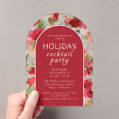 Poinsettia Vakantie Bloemen Kerstfeest Acryl Uitnodigingen (Insitu (Draagbaar))