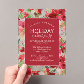 Poinsettia Vakantie Bloemen Kerstfeest Acryl Uitnodigingen (Insitu (Draagbaar))