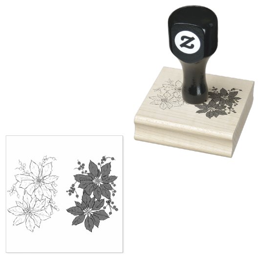 Poinsettia Vakantie Bloemen Rubber Stamp Rubberstempel (Gestempeld)