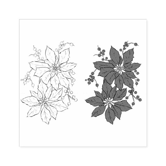 Poinsettia Vakantie Bloemen Rubber Stamp Rubberstempel (Afrduk)