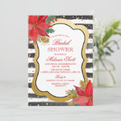 Poinsettia vakantie bruids douche uitnodiging (Staand voorkant)