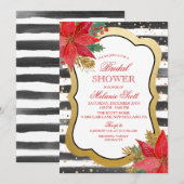 Poinsettia vakantie bruids douche uitnodiging (Voorkant / Achterkant)
