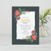 Poinsettia Vakantie Feest Kaart (Staand voorkant)