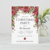 Poinsettia Vakantie Party Uitnodiging (Staand voorkant)