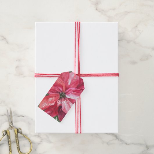 POINSETTIA VAN SECRET SANTA CADEAULABEL (Met Touw)