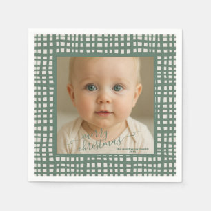 Poinsettia vierkanten Sage Ivory Kerst Foto Servet