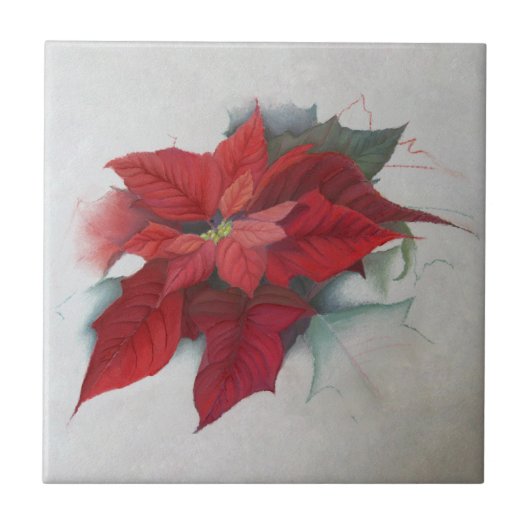 Poinsettia Vloeiend kerstoliefilter Tegeltje (Voorkant)