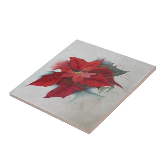 Poinsettia Vloeiend kerstoliefilter Tegeltje (Zijkant)