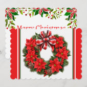 Poinsettia Voeg Handtekening & Groet toe Feestdagenkaart (Voorkant / Achterkant)