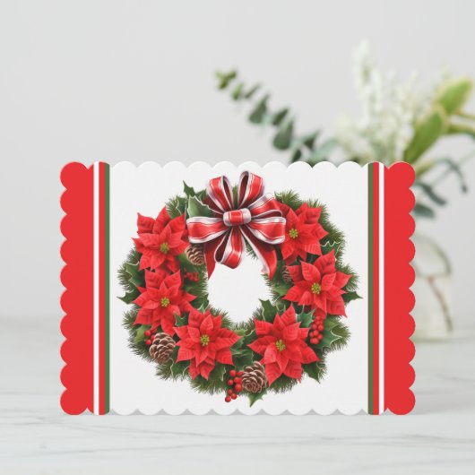 Poinsettia Voeg Handtekening & Groet toe Feestdagenkaart (Staand voorkant)