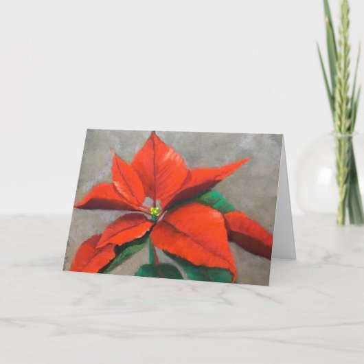 Poinsettia Vouw Kerstkaart Feestdagen Kaart (Voorkant)