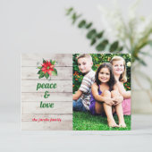 Poinsettia Vrede & Liefde - 3x5 Kerstkaart Kaart (Staand voorkant)