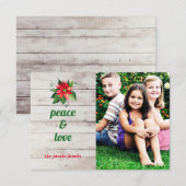 Poinsettia Vrede & Liefde - 3x5 Kerstkaart Kaart (Voorkant / Achterkant)