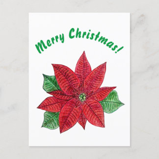 Poinsettia - Vrolijk kerstBriefkaart - Wit Briefkaart