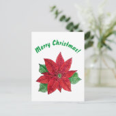 Poinsettia - Vrolijk kerstBriefkaart - Wit Briefkaart (Staand voorkant)