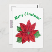 Poinsettia - Vrolijk kerstBriefkaart - Wit Briefkaart (Voorkant / Achterkant)