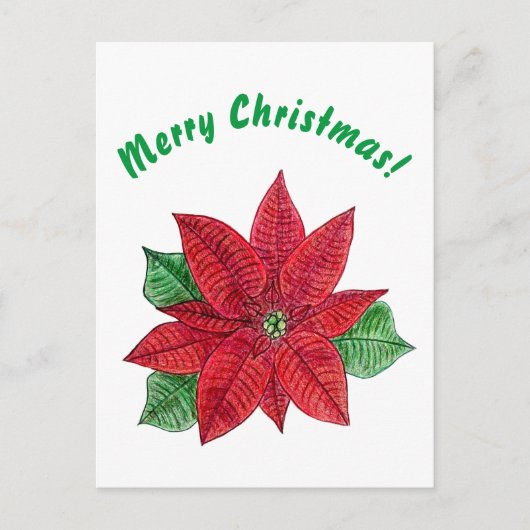 Poinsettia - Vrolijk kerstBriefkaart - Wit Briefkaart (Voorkant)