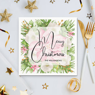 Poinsettia vrolijk kerstfeest servet