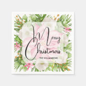 Poinsettia vrolijk kerstfeest servet (Voorkant)