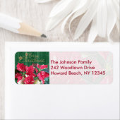 Poinsettia Vrolijke Kerst retour adreslabels Etiket (Insitu)