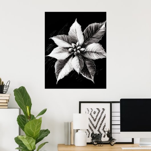 Poinsettia wandkunst poster (Thuiskantoor)