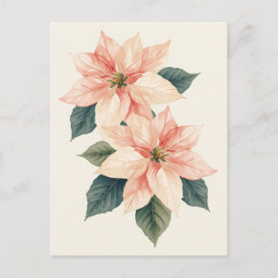 Poinsettia Watercolor Kerst Holiday Pastel Feestdagenkaart